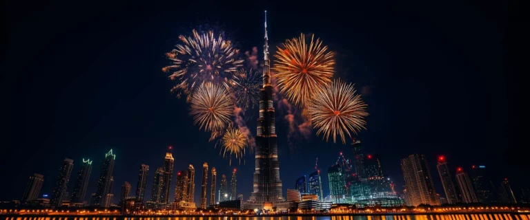Eid Al Adha fireworks over Burj Khalifa in Dubai