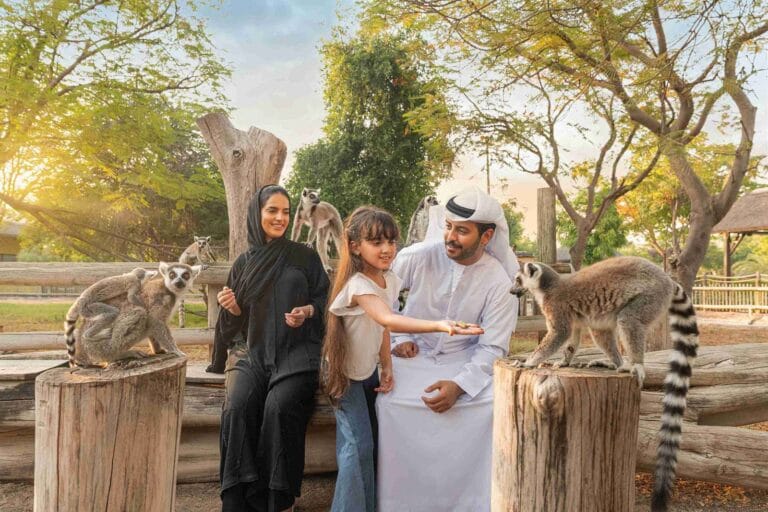 Families enjoying the United in Nature celebration at Dubai Safari Park during Eid Al Etihad 2025.