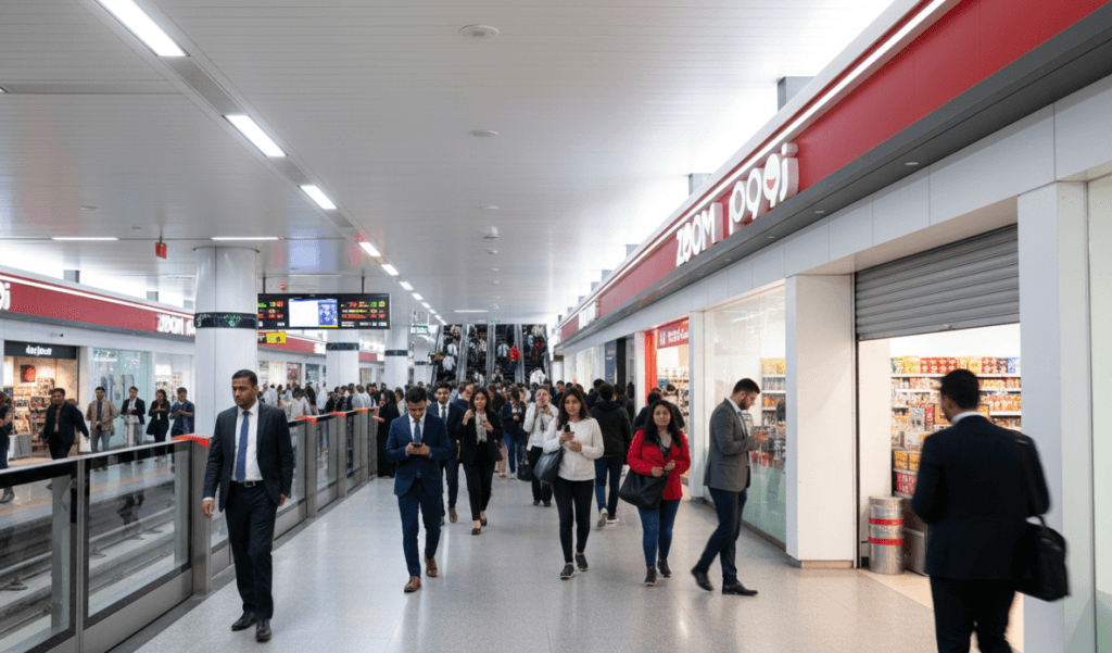 Busy Dubai Metro and Zoom Stores
