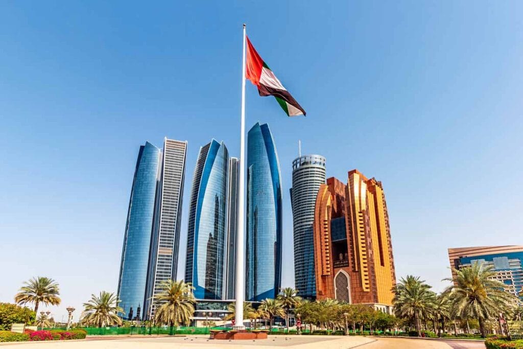 Modern skyline of Al Maryah Island representing the financial success of the Abu Dhabi cluster strategy.