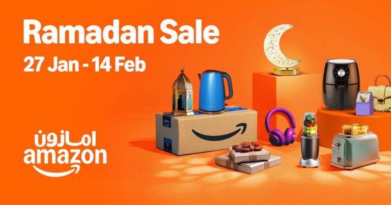 Official banner for the Amazon Ramadan Sale 2026 featuring local electronics deals.
