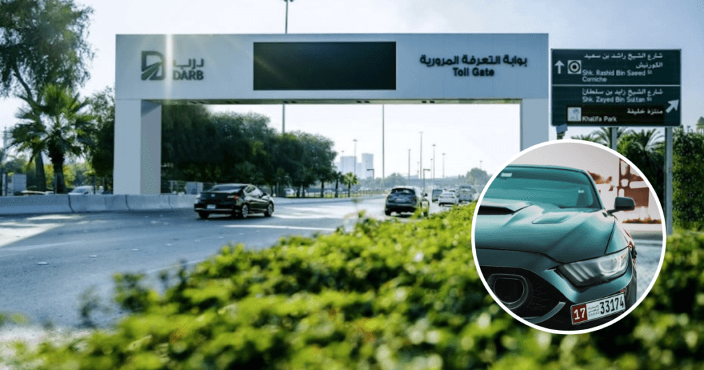 A close-up of a vehicle crossing a bridge with Darb toll updates 2026 applied.
