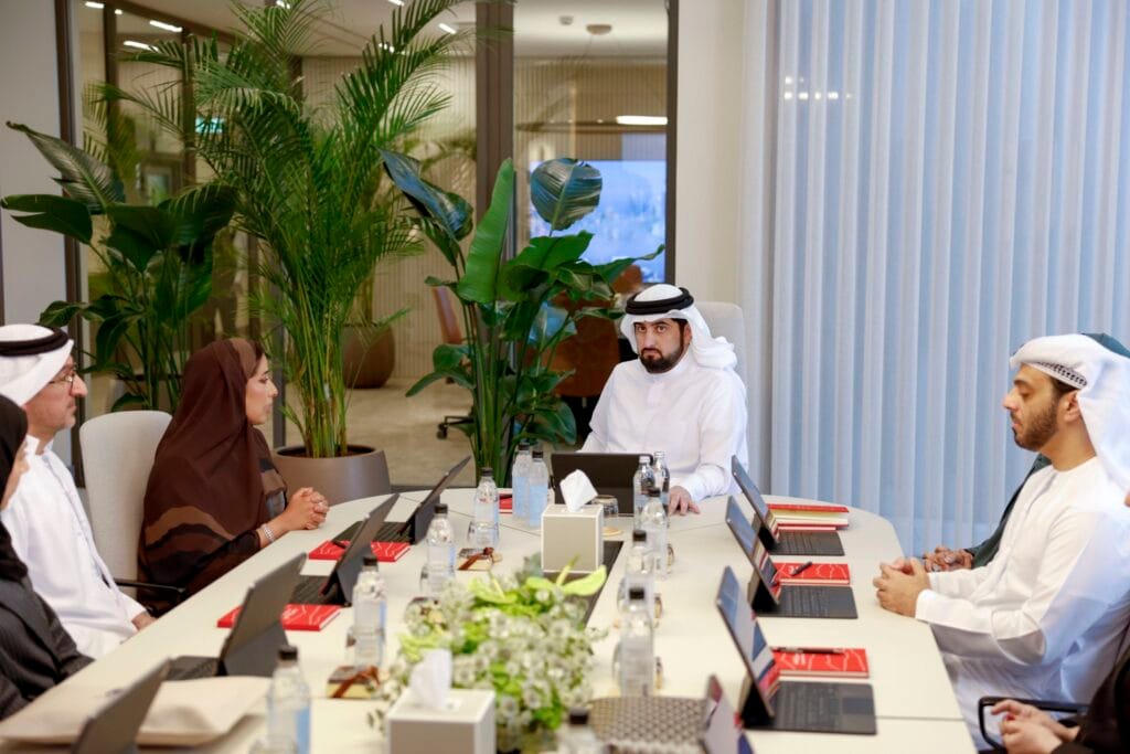 Sheikh Ahmed bin Mohammed chairing the council meeting for the Dubai+ digital media platform launch.