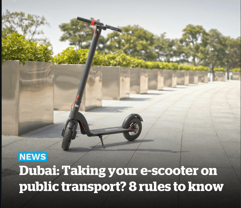 Dubai e-scooter permit guide for public transport and scooter safety rules