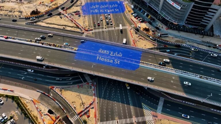 RTA Hessa Street Development Project showing widened four-lane carriageway