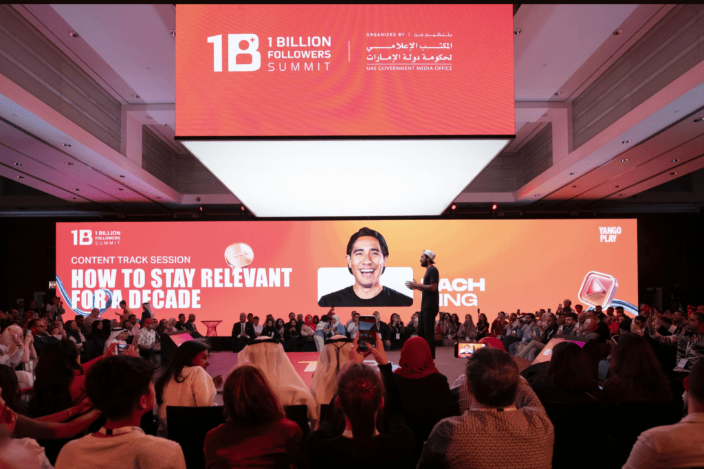 Entrepreneurs networking at the Creators Market during the 1 Billion Followers Summit.