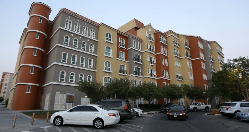 Residential buildings overlooking the newly regulated Discovery Gardens parking bays