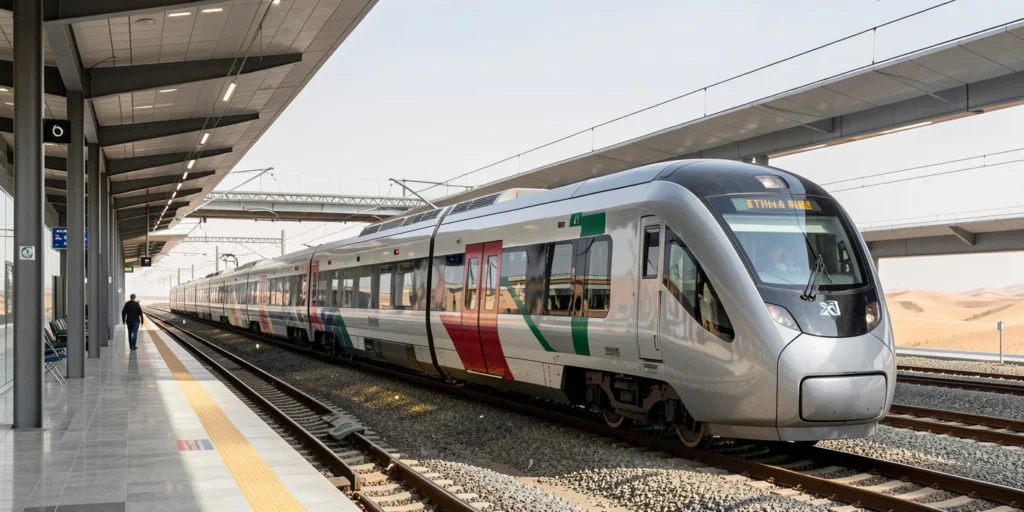 Etihad Rail passenger train preparing for 2026 launch in UAE