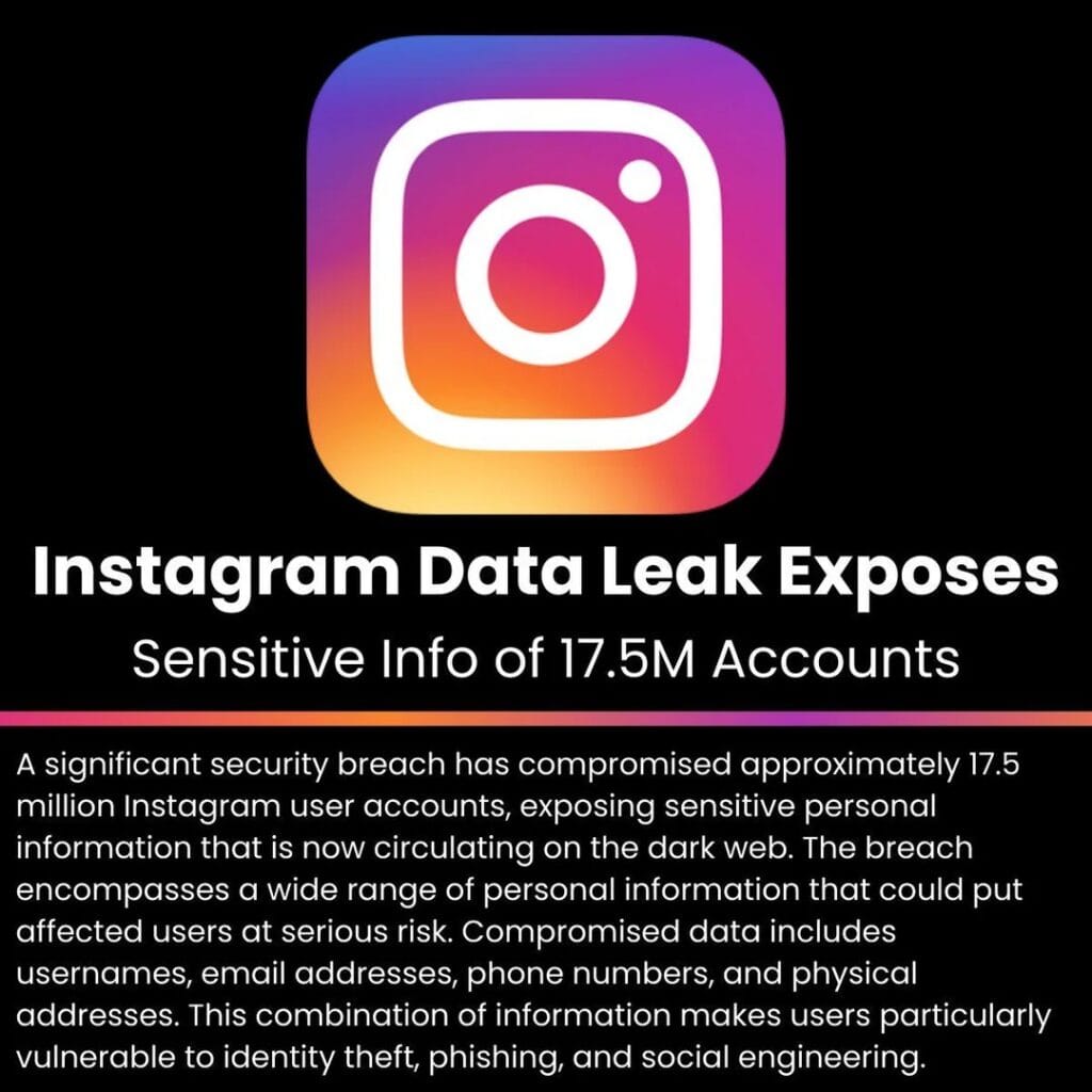 Instagram data breach alert issued by cybersecurity experts