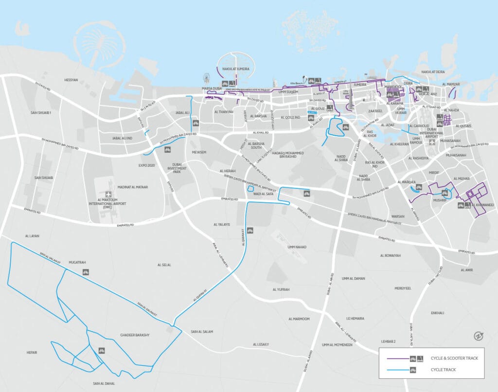 Dubai e-scooter permit guide image showing legal e-scooter lanes in Dubai