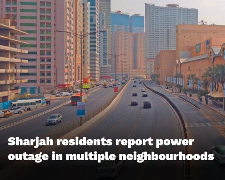 Official SEWA notification message regarding the Sharjah power outage.