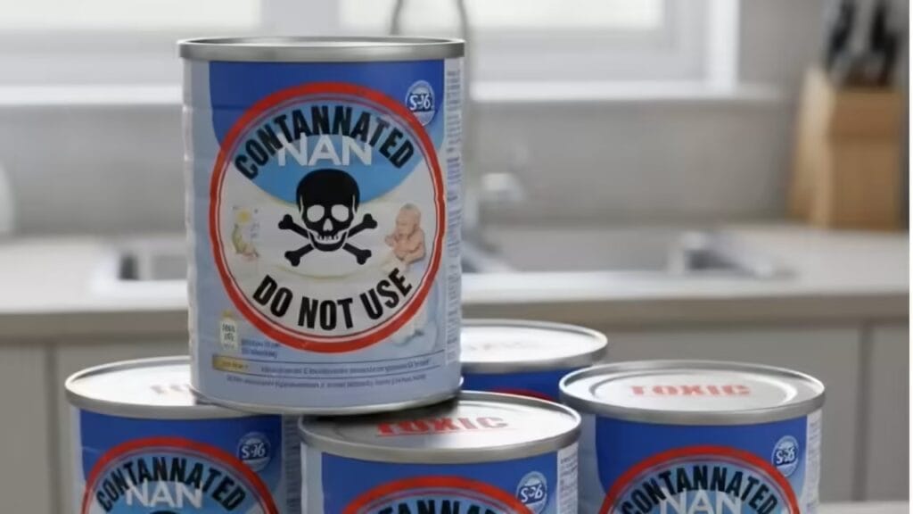 Close up of NAN and S-26 tins included in the Nestle infant formula recall 2026.