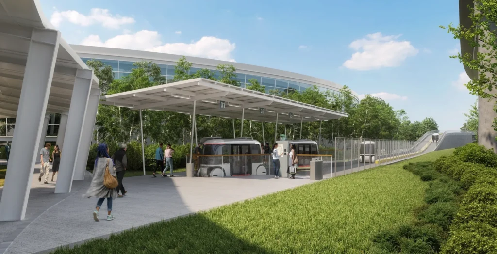 Glydways transport system Dubai guideway infrastructure near urban roads