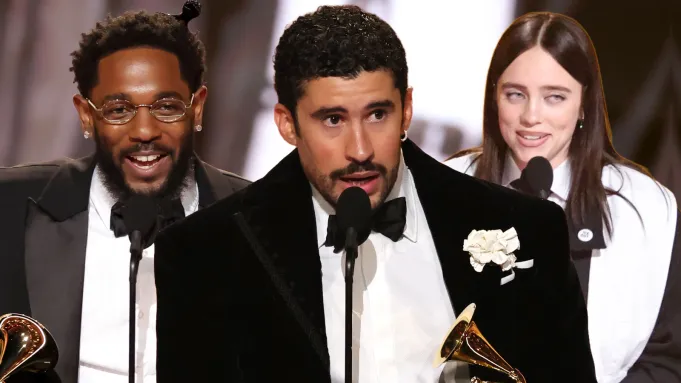 Billie Eilish and Finneas reacting to being named Grammy Awards 2026 winners for Song of the Year.