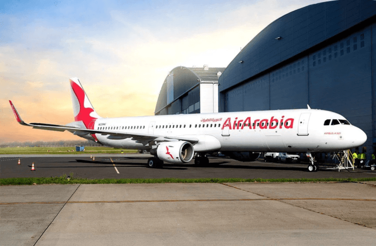 Air Arabia Ramadan sale aircraft at Sharjah International Airport runway