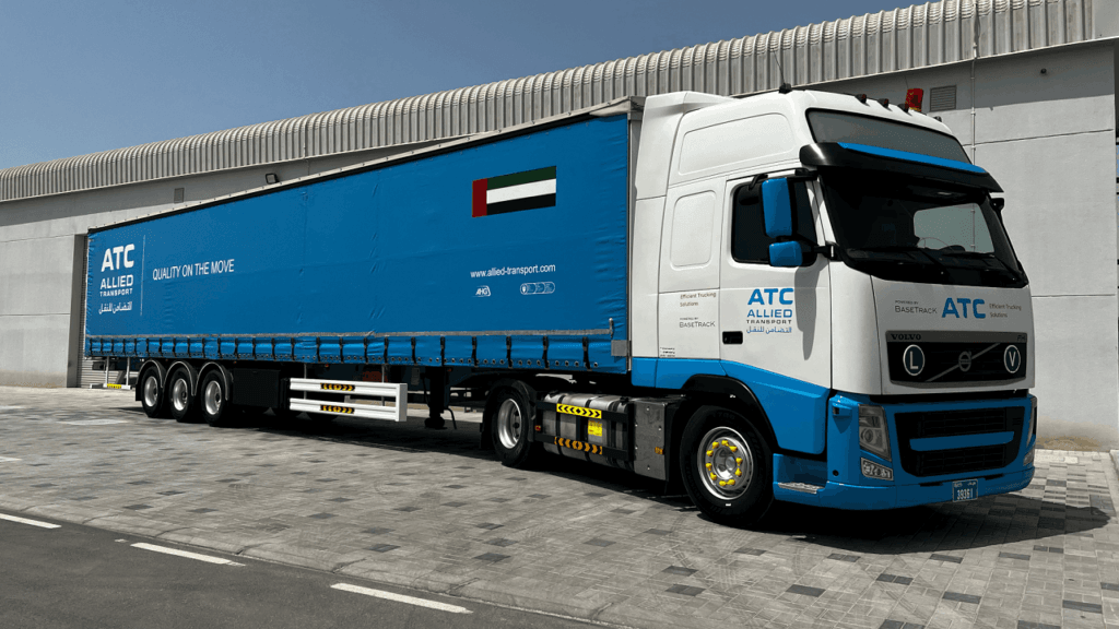 Abu Dhabi autonomous truck pilot truck moving through logistics corridor
