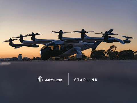Archer Starlink partnership integration on Midnight flying taxi aircraft