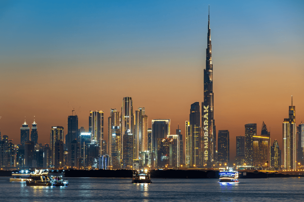 Dubai global wealth hub skyline highlighting financial district growth