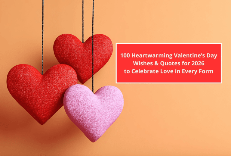 100+ Valentine's Day wishes and quotes for everyone greeting design and hearts.