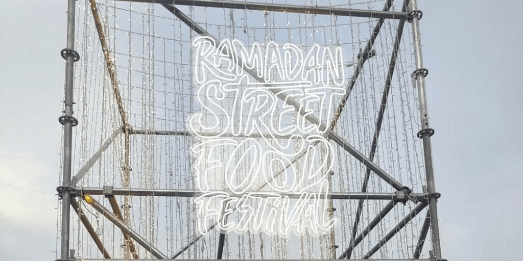 Ramadan Street Food Festival Karama 2026 night view with 100 restaurants