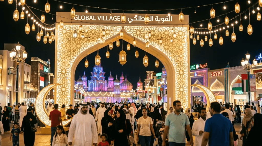 Global Village Ramadan family offer entrance display during Ramadan nights