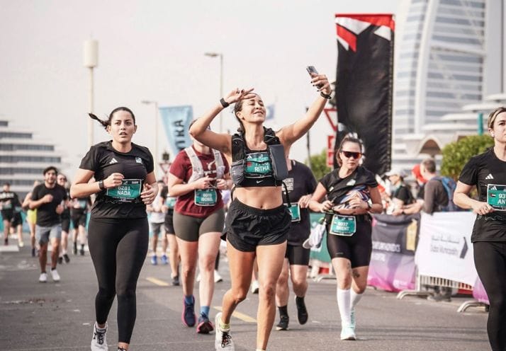 Finish line scenes at the Burj2Burj Half Marathon near Burj Al Arab
