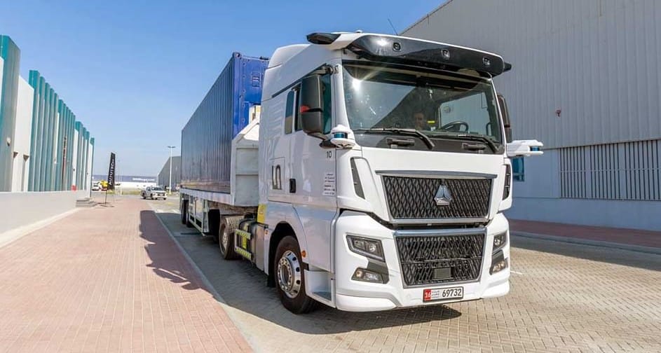 Abu Dhabi autonomous truck pilot vehicle operating inside KEZAD industrial zone
