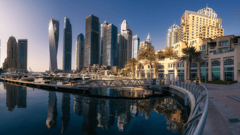 Dubai world’s cleanest city skyline view showing modern urban environment
