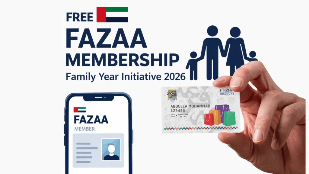 Free Fazaa membership UAE 2026 registration process for families
