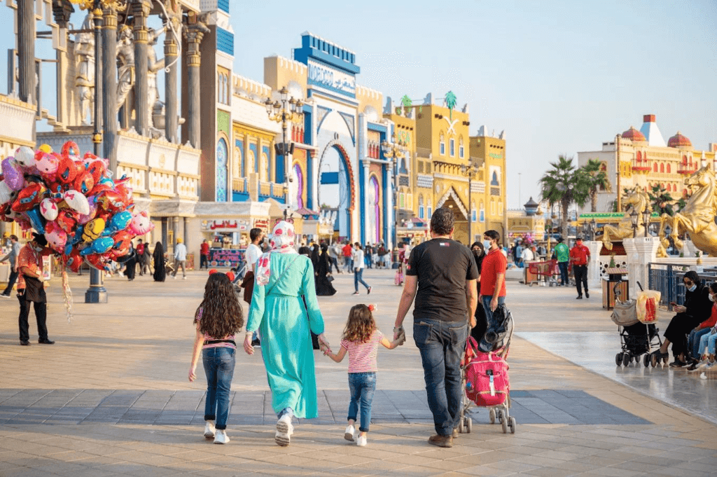 Families visiting Global Village Dubai during Eid holidays