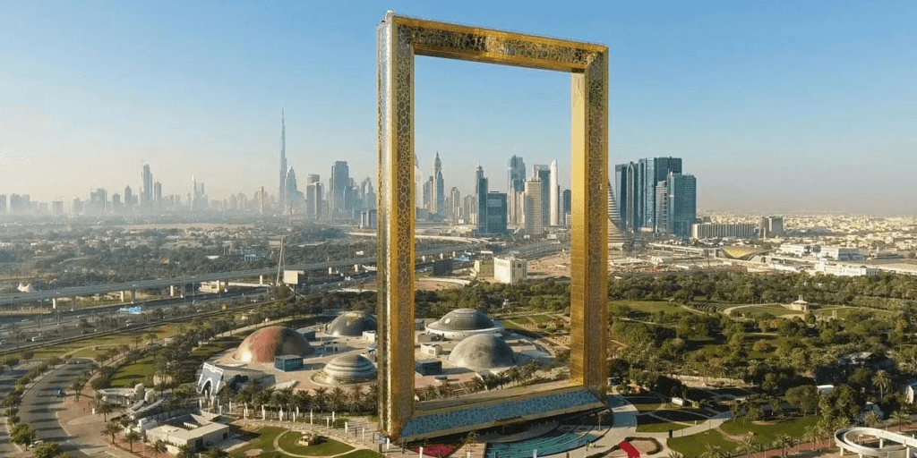 Dubai Frame skyline views during Eid holidays in Dubai