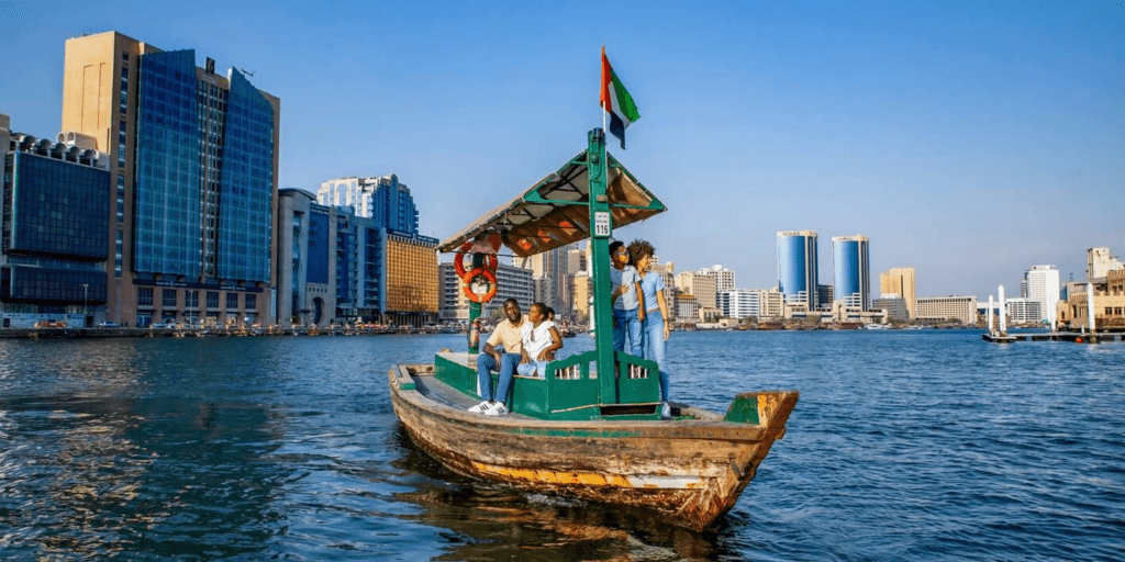 Traditional Dubai Creek abra rides during Eid holidays