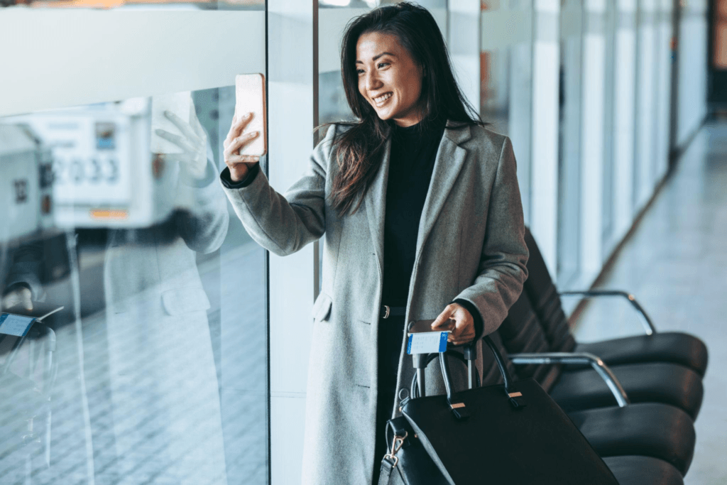 Passenger taking selfie inside Indian airport terminal under new DGCA rules